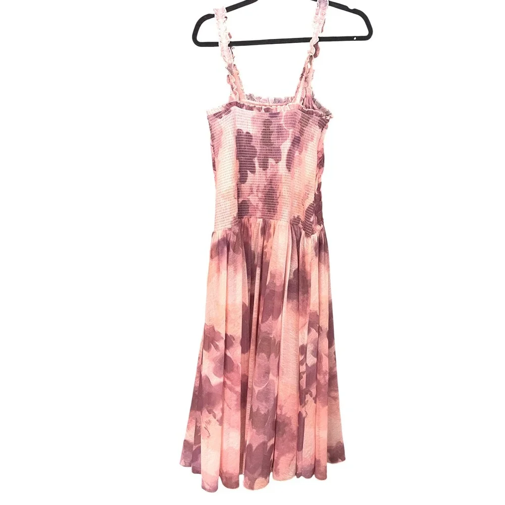 Free People‎ Tessa Smocked Midi Dress Soft Combo Floral Print Ruffle NWOT M